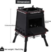 Wood Burning Camp Stove, Portable Cast Iron Camping Wood Stove, Black Woodstove with Carrying Case for Backpacking Outdoor Cooking - Image 2