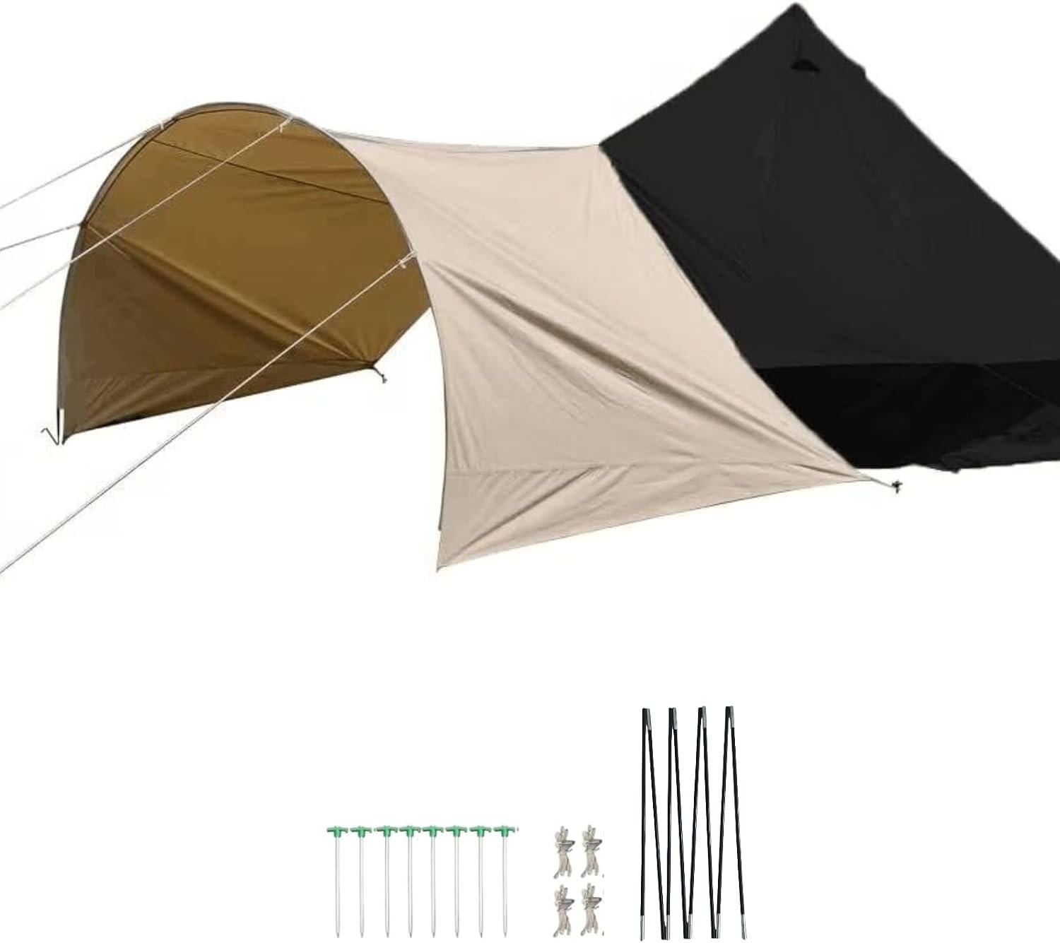 61yXj5H7fkL._AC_SL1500_.jpg Porch Awning, Waterproof Camping Cotton Canvas Tent Shelter for 9.8ft-20ft Yurt, with PU 3000mm Rain/Sun Protection Accessory - Image 1