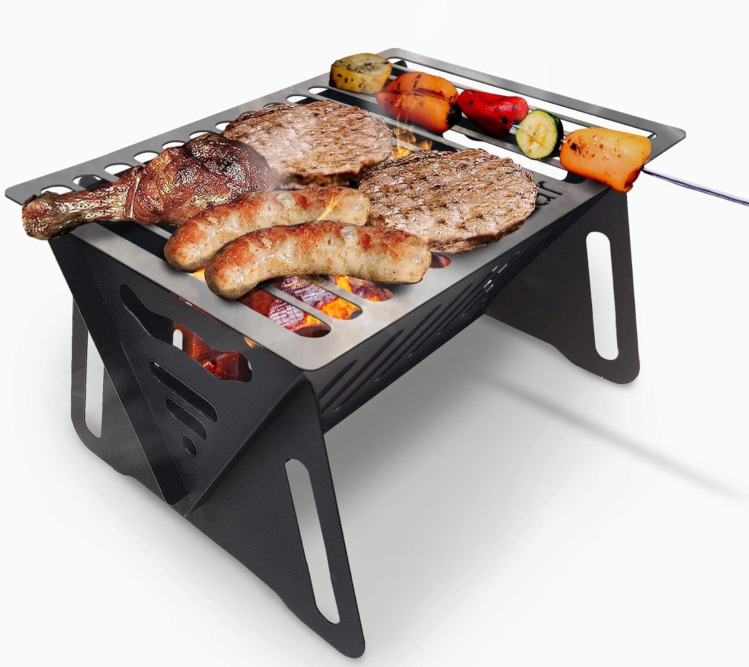 716k4GGjrL._AC_SL1500_.jpg Charcoal Grill, Portable BBQ Smoker - Lightweight Tabletop Outdoor Grill for Camping, Picnics, Garden, Beach Parties - 6"*4.6"*4.9 - Image 1