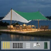 Waterproof Tent Tarp, 9.8 × 9.8 Ft Large Outdoor Shelter Cover with Light Strings, Lightweight Portable Tarp Shelter Rain Tarp Camping Canopy for Hiking Traveling Backpacking - Image 2