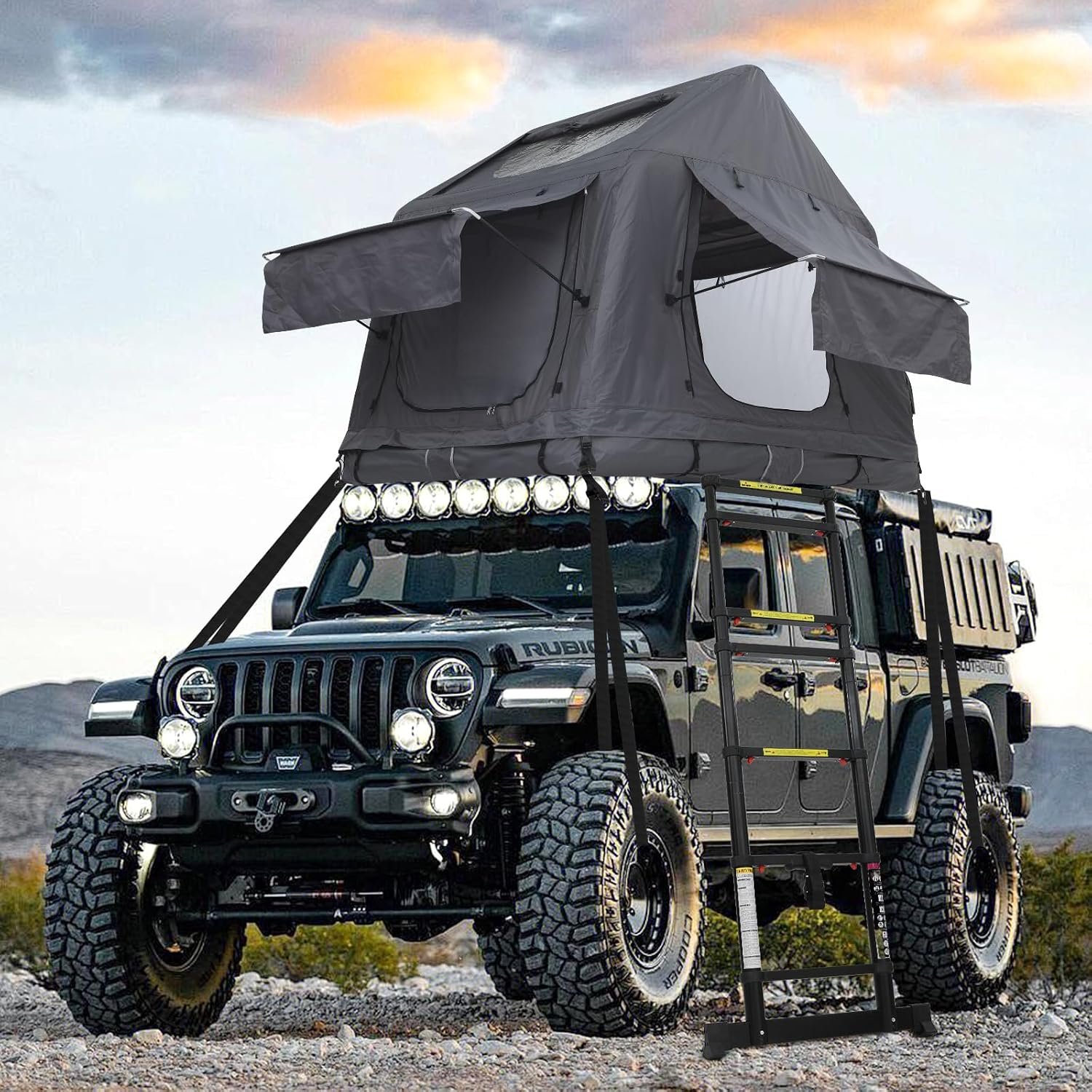 81gN2KGCu4L._AC_SL1500_.jpg Inflatable Roof Top Tent — 2–3 Person Automatic Pop-Up Rooftop Tent — Designed for Off-Road Adventures. Includes an inflatable mattress, telescopic ladder, rain fly, and air pump; an essential companion for camping, outdoor activities, and travel. - Image 1